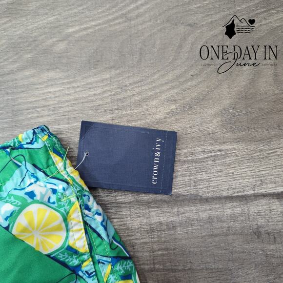 Crown & Ivy Lemon Boardshort Swim Bottom Size 3X - Picture 2 of 4